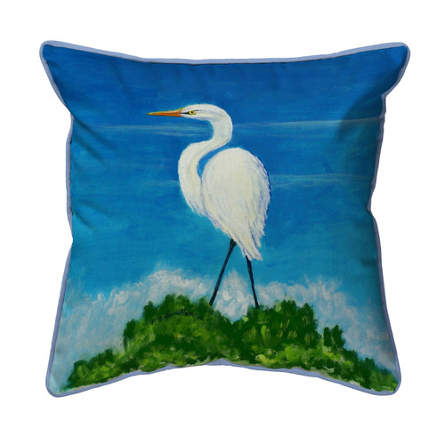 Betsy Drake Great Egret Small Indoor/Outdoor Pillow 12x12 Main image