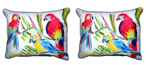 Pair of Betsy Drake Three Parrots Small Pillows 11X 14 Main image