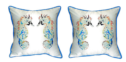 Pair of Betsy Drake Betsy’s Sea Horses Small Outdoor/Indoor Pillows 12 X 12 Main image