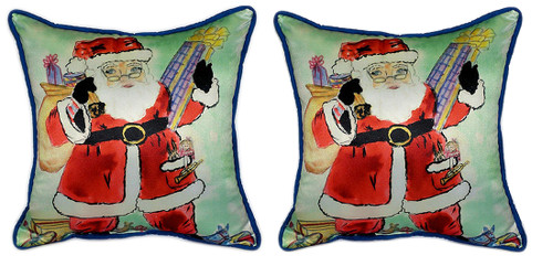 Pair of Betsy Drake Santa Large Pillows 18 Inch x 18 Inch Main image