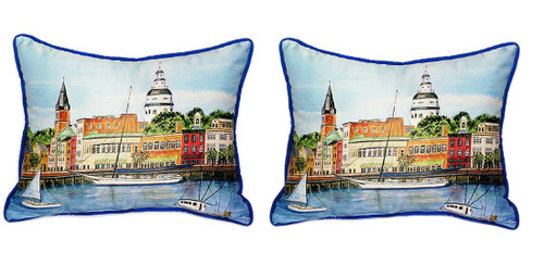 Pair of Betsy Drake Annapolis City Dock Large Pillows 15 Inch x 22 Inch Main image