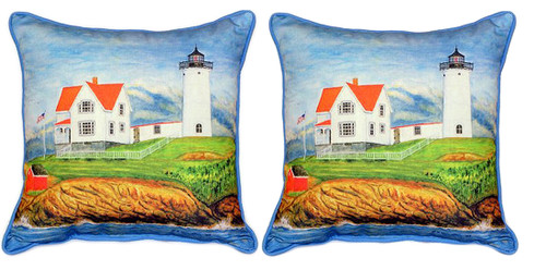 Pair of Betsy Drake Nubble Lighthouse Large Pillows 15 Inch x 22 Inch Main image