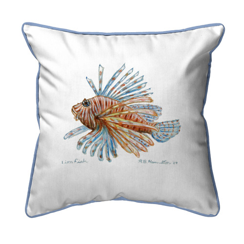 Betsy Drake Lion Fish Guest Towel Small Indoor/Outdoor Pillow 12x12 Main image