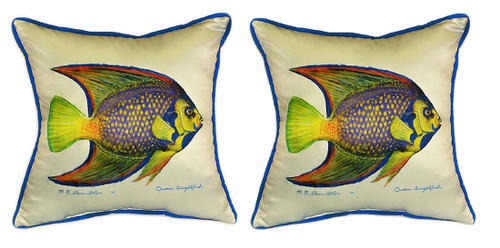 Pair of Betsy Drake Queen Angelfish Large Pillows 18 Inch x 18 Inch Main image