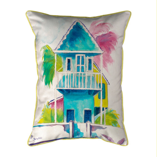 Betsy Drake W. Palm Hut Blue Small Indoor/Outdoor Pillow 11x14 Main image