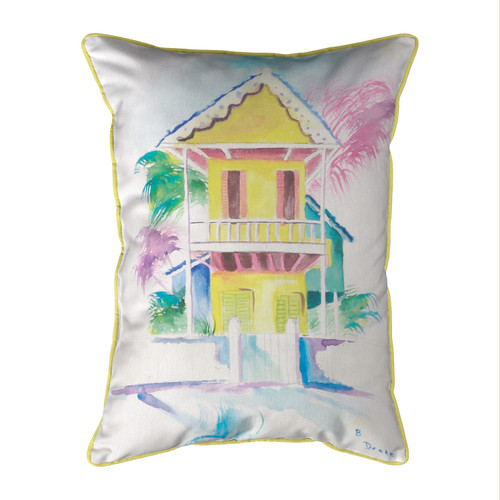 Betsy Drake W. Palm Hut Yellow Small Indoor/Outdoor Pillow 11x14 Main image