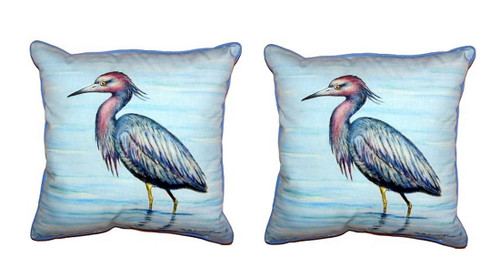 Pair of Betsy Drake Dick’s Little Blue Heron Large Pillows 18 Inch X 18 Inch Main image