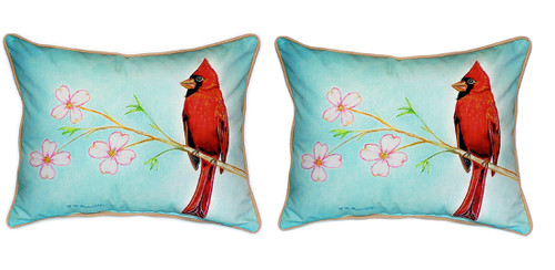 Pair of Betsy Drake Dick’s Cardinal Large Pillows 16 Inchx20 Inch Main image