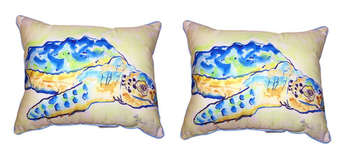 Pair Of Betsy Drake Loggerhead Turtle Large Indoor/Outdoor Pillows 16 X 20 Main image