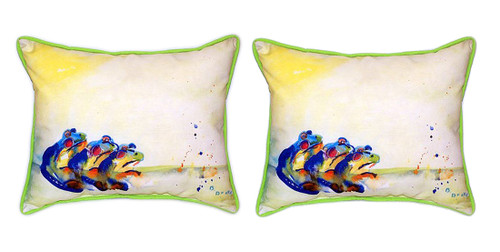 Pair of Betsy Drake Three Frogs Large Indoor/Outdoor Pillows 16x20 Main image