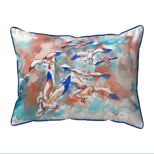 Betsy Drake Gulls Flocking Small Indoor/Outdoor Pillow 11x14 Main image