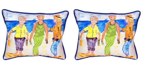 Pair of Betsy Drake Grandma at the Beach Large Indoor/Outdoor Pillows 16x20 Main image