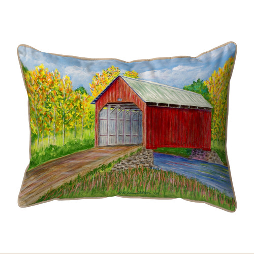 Betsy Drake Covered Bridge Small Indoor/Outdoor Pillow 11x14 Main image