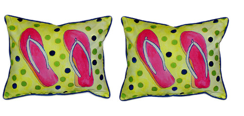 Pair of Betsy Drake Flip Flops Large Pillows 16 Inch x 20 Inch Main image