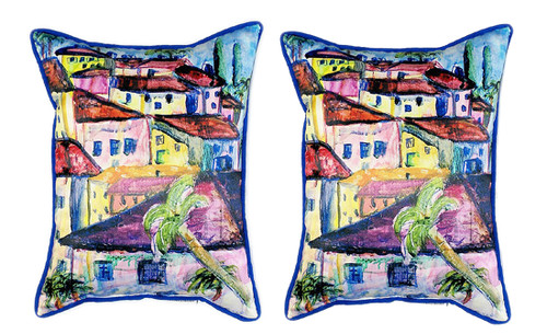 Pair of Betsy Drake Fun City II Large Pillows 16 Inch x 20 Inch Main image