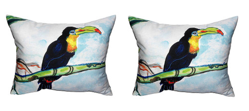 Pair of Betsy Drake Toucan Large Indoor/Outdoor Pillows Main image
