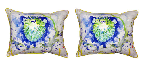 Pair of Betsy Drake Spiny Puffer Large Indoor/Outdoor Pillows Main image