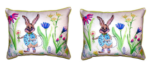 Pair of Betsy Drake Happy Bunny Large Pillows 16 Inch X 20 Inch Main image