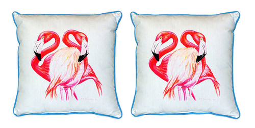 Pair of Betsy Drake Two Flamingos Large Pillows 18 Inch x 18 Inch Main image