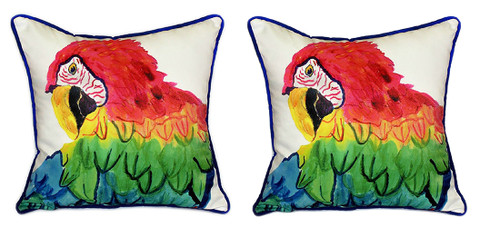 Pair of Betsy Drake Parrot Head Large Pillows 18 Inch x 18 Inch Main image
