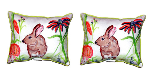 Pair of Betsy Drake Brown Rabbit Left Large Pillows 16 Inch X 20 Inch Main image