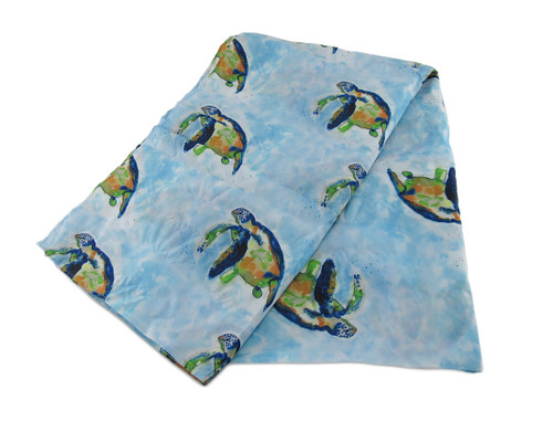 Betsy Drake Blue Sea Turtle Print Polyester Fashion Scarf 70 X 20 In. Additional image