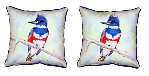 Pair of Betsy Drake Kingfisher Large Pillows 18 Inch X 18 Inch Main image