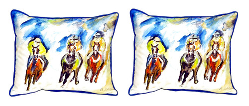 Pair of Betsy Drake Three Racing Large Indoor/Outdoor Pillows 16 Inch X 20 Inch Main image