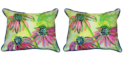 Pair of Betsy Drake Cone Flowers Large Pillows Main image