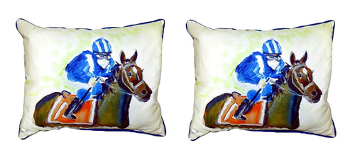 Pair of Betsy Drake Horse & Jockey Large Pillows 16 Inch X 20 Inch Main image