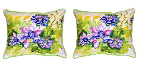 Pair of Betsy Drake Clematis Large Indoor/Outdoor Pillows 16x20 Main image