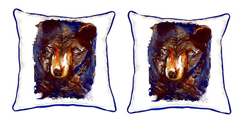 Pair of Betsy Drake Betsy’s Bear Large Indoor/Outdoor Pillows 18 Inch X 18 Inch Main image
