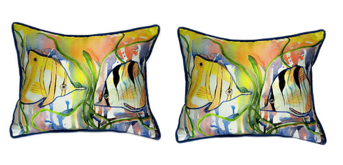 Pair of Betsy Drake Angel Fish Large Pillows 15 Inch x 22 Inch Main image