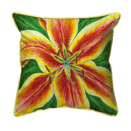Betsy Drake Yellow Lily Flower Extra Large 22 X 22 Indoor / Outdoor Pillow Main image