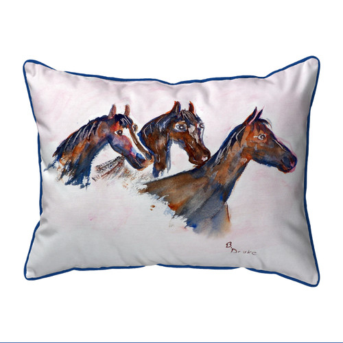 Betsy Drake Three Horses Extra Large 20 X 24 Indoor / Outdoor Pillow Main image