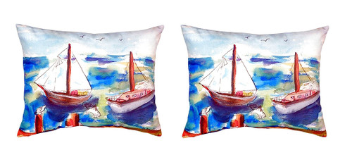 Pair of Betsy Drake Two Sailboats No Cord Pillows 16 Inch X 20 Inch Main image