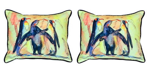 Pair of Betsy Drake Penguins Large Indoor/Outdoor Pillows 16 Inch x 20 Inch Main image