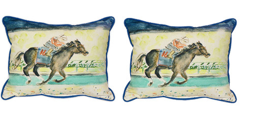 Pair of Betsy Drake Derby Winner Large Indoor/Outdoor Pillows 16x20 Main image