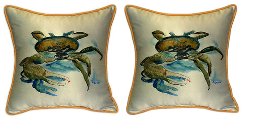 Pair of Betsy Drake Fiddler Crab Large Pillows 18 Inch x 18 Inch Main image