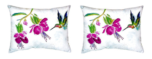 Pair of Betsy Drake Purple Hummingbird No Cord Pillows 16 Inch X 20 Inch Main image