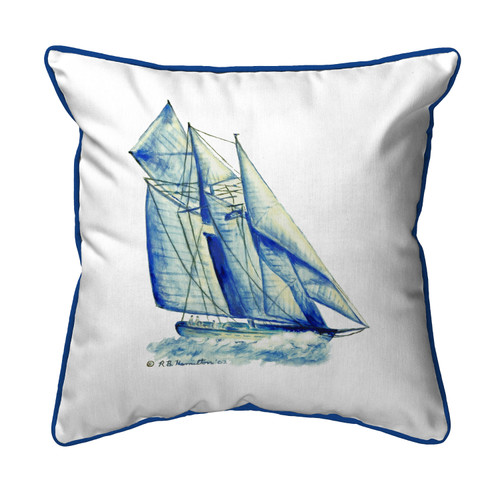 Betsy Drake Blue Sailboat Extra Large 22 X 22 Indoor / Outdoor Pillow Main image