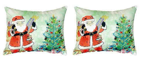 Pair of Betsy Drake Santa & Tree No Cord Pillows 16 Inch X 20 Inch Main image