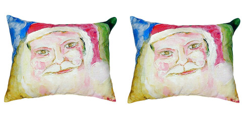 Pair of Betsy Drake Santa Face No Cord Pillows 18 Inch X 18 Inch Main image