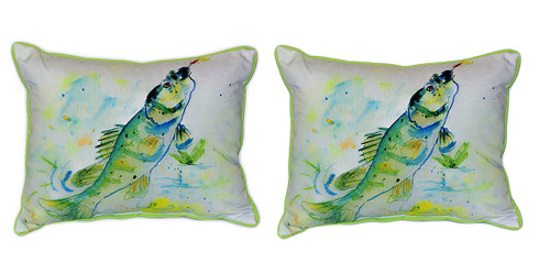 Pair of Betsy Drake Yellow Perch Large Indoor/Outdoor Pillows 16 Inch x 20 Inch Main image