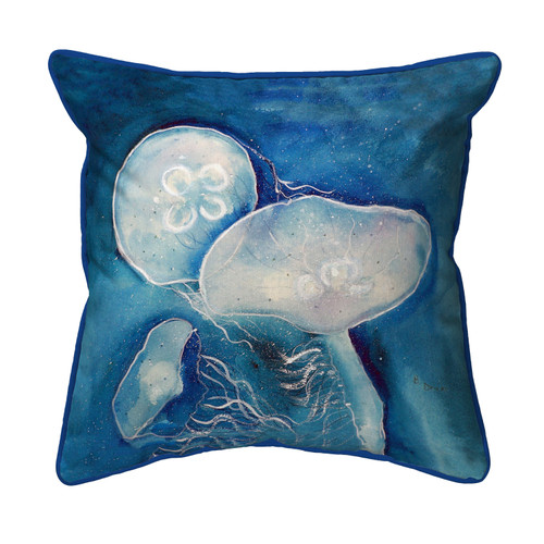 Betsy Drake Blue Jellyfish Extra Large 22 X 22 Indoor / Outdoor Pillow Main image