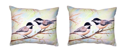 Pair Of Betsy Drake Chickadees No Cord Pillows 16 X 20 Main image