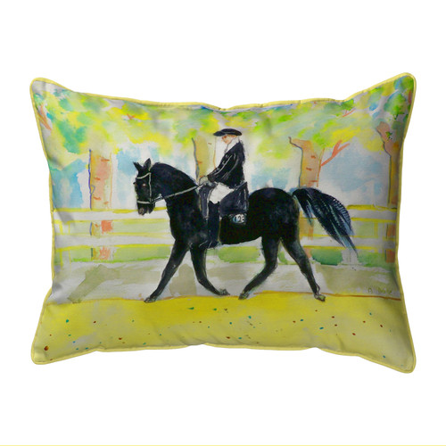 Betsy Drake Black Horse and Rider Extra Large 20 X 24 Indoor / Outdoor Pillow Main image