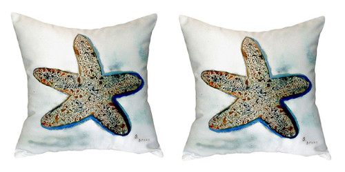 Pair of Betsy Drake Betsy’s Starfish No Cord Pillows 18 Inch X 18 Inch Main image