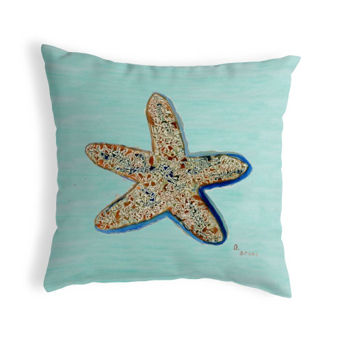 Pair of Betsy Drake Starfish - Teal No Cord Pillows Main image