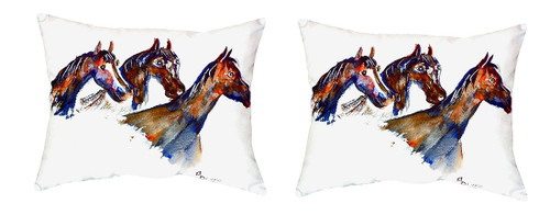 Pair of Betsy Drake Three Horses No Cord Pillows 16 Inch X 20 Inch Main image